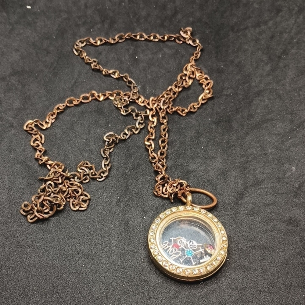 Gold and Brown Tone Vintage Pendant Necklace